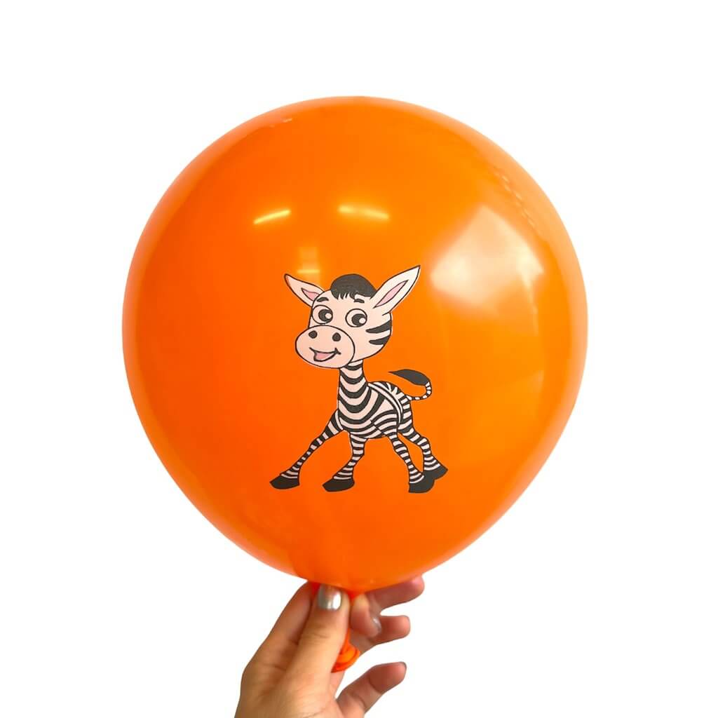 12" Zebra Print Orange Latex Balloon 10 Pack