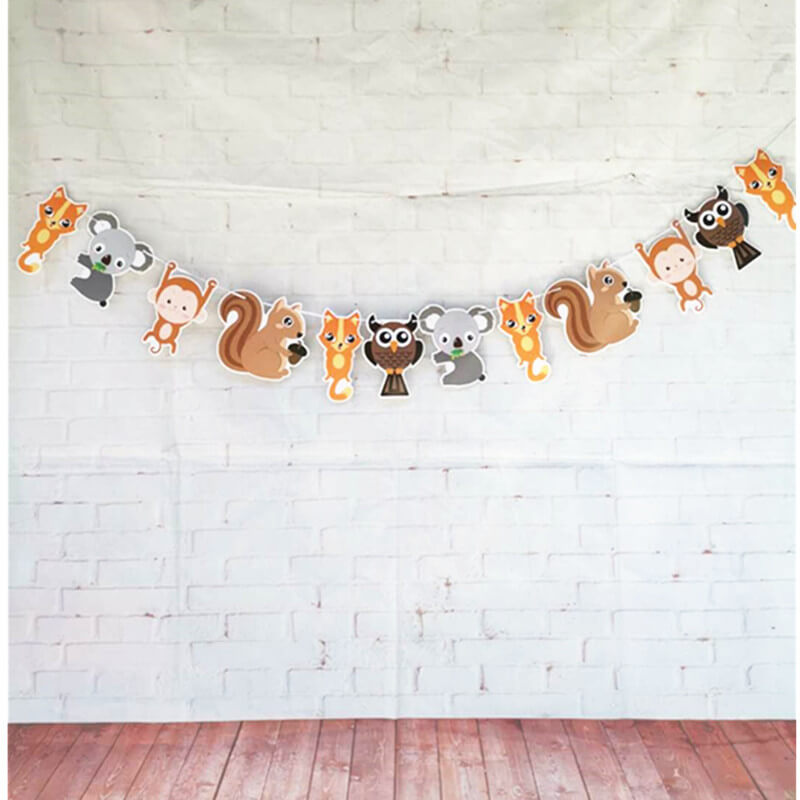 Woodland Jungle Forest Animals Hanging Paper Banner Bunting Garland