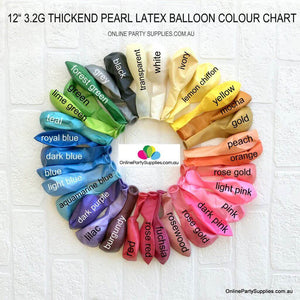 12" 3.2g Thickened  Pearl Latex Party Balloon Bouquet (10 pieces) Colour chart
