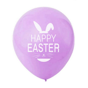 12 Inch Happy Easter Printed Lilac Light Purple Latex Balloon Pack of 10 - Easter Themed Party Supplies, Accessories, and Decorations