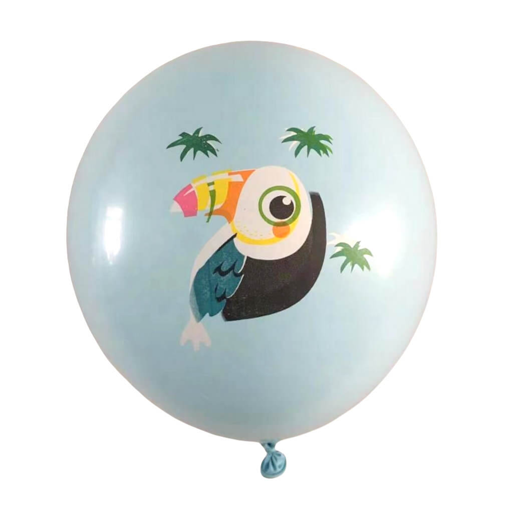 12" Toucan Bird Print Light Blue Latex Balloon 10 Pack