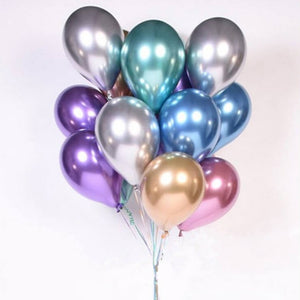 12'' Premium Metallic Chrome Latex Balloons (Pack of 6) - Online Party Supplies