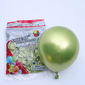 Online Party Supplies 12'' Premium Metallic Chrome lime green Latex Balloons