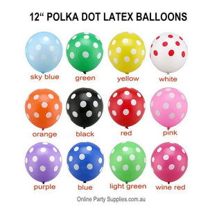 Online Party Supplies Australia 12" Polka Dot Latex Party Balloon Colour Chart