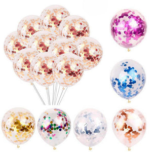 12" Online Party Supplies assorted colour Foil Confetti Latex Party Balloon Bouquet - 10 Pieces