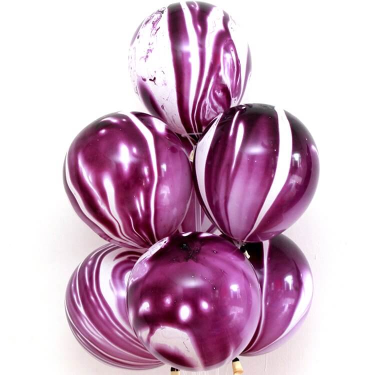 12" purple Marble Agate Latex Balloon 10 Pack