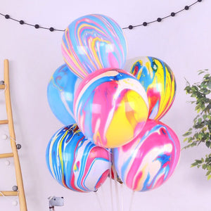 12" Rainbow Marble Agate Latex Balloon 10 Pack