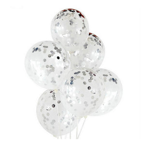 12" Online Party Supplies Silver Foil Confetti Latex Wedding Balloon Bouquet - 10 Pieces