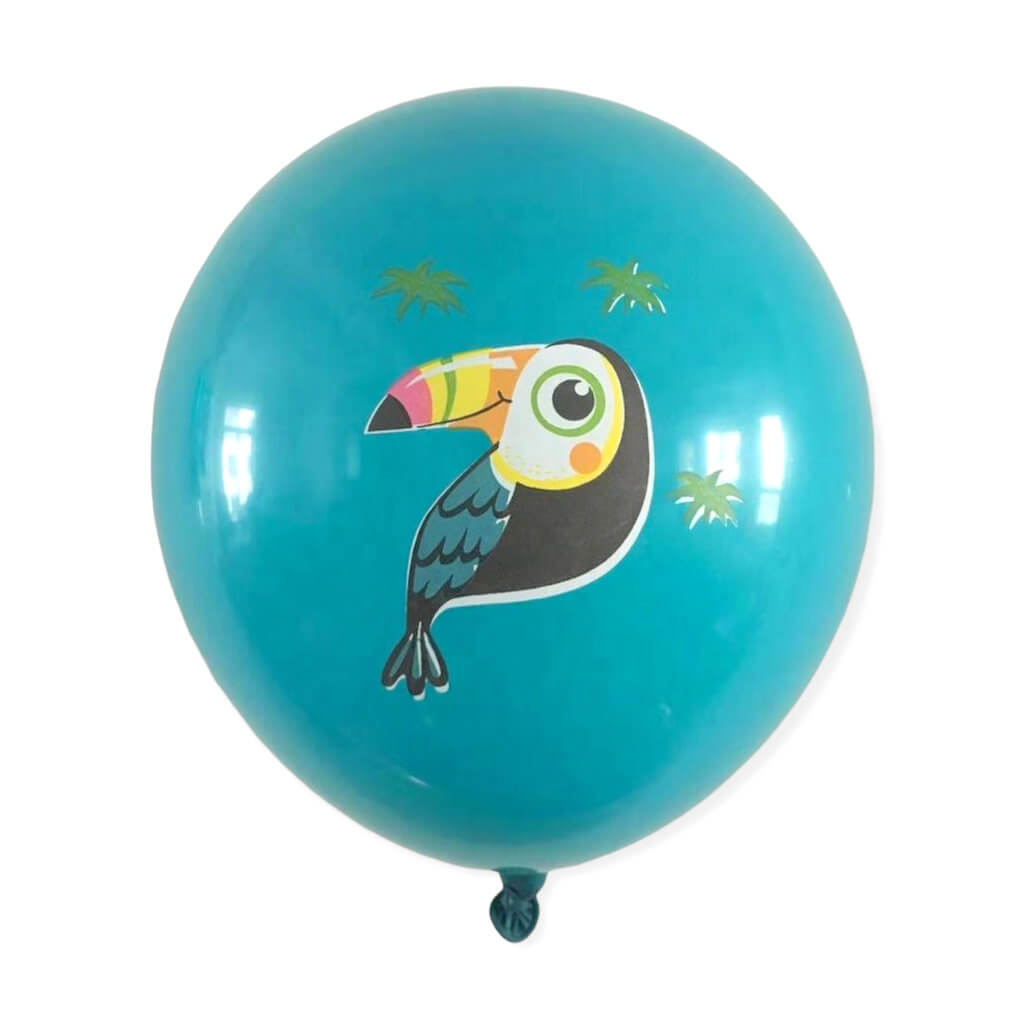 12" Toucan Bird Print Turquoise Latex Balloon 10 Pack