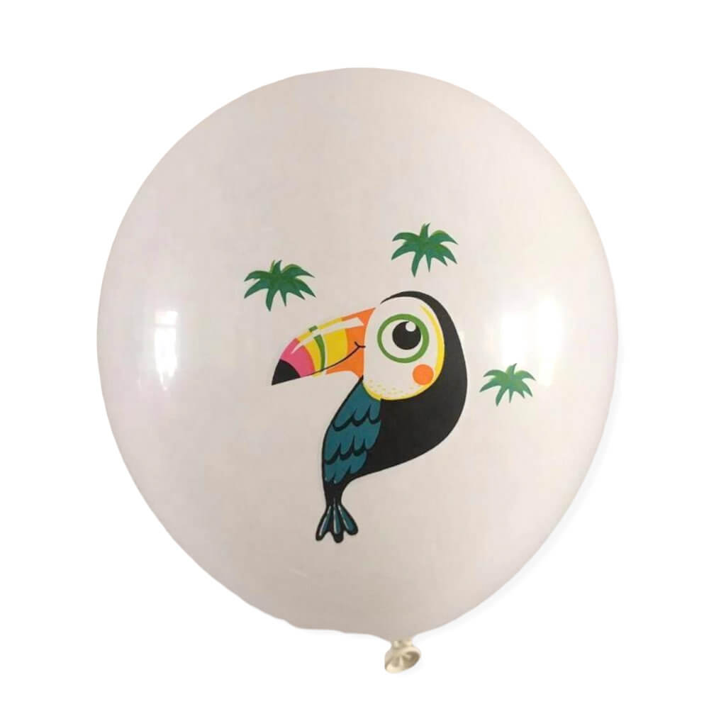 12" Toucan Bird Print White Latex Balloon 10 Pack