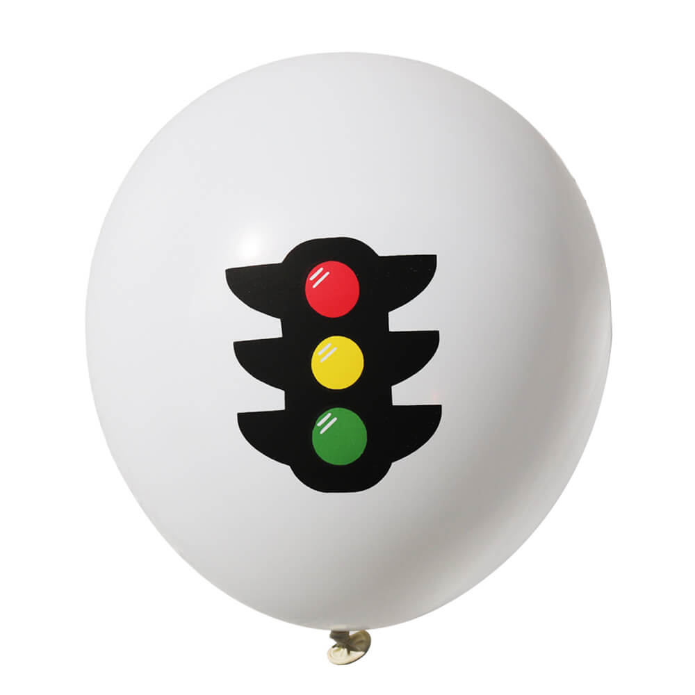 12" Traffic Light Latex Balloon 10 Pack - White