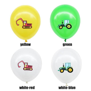 12inch Farm Tractor Excavator Printed Latex Balloon Pack of 12 Balloons
