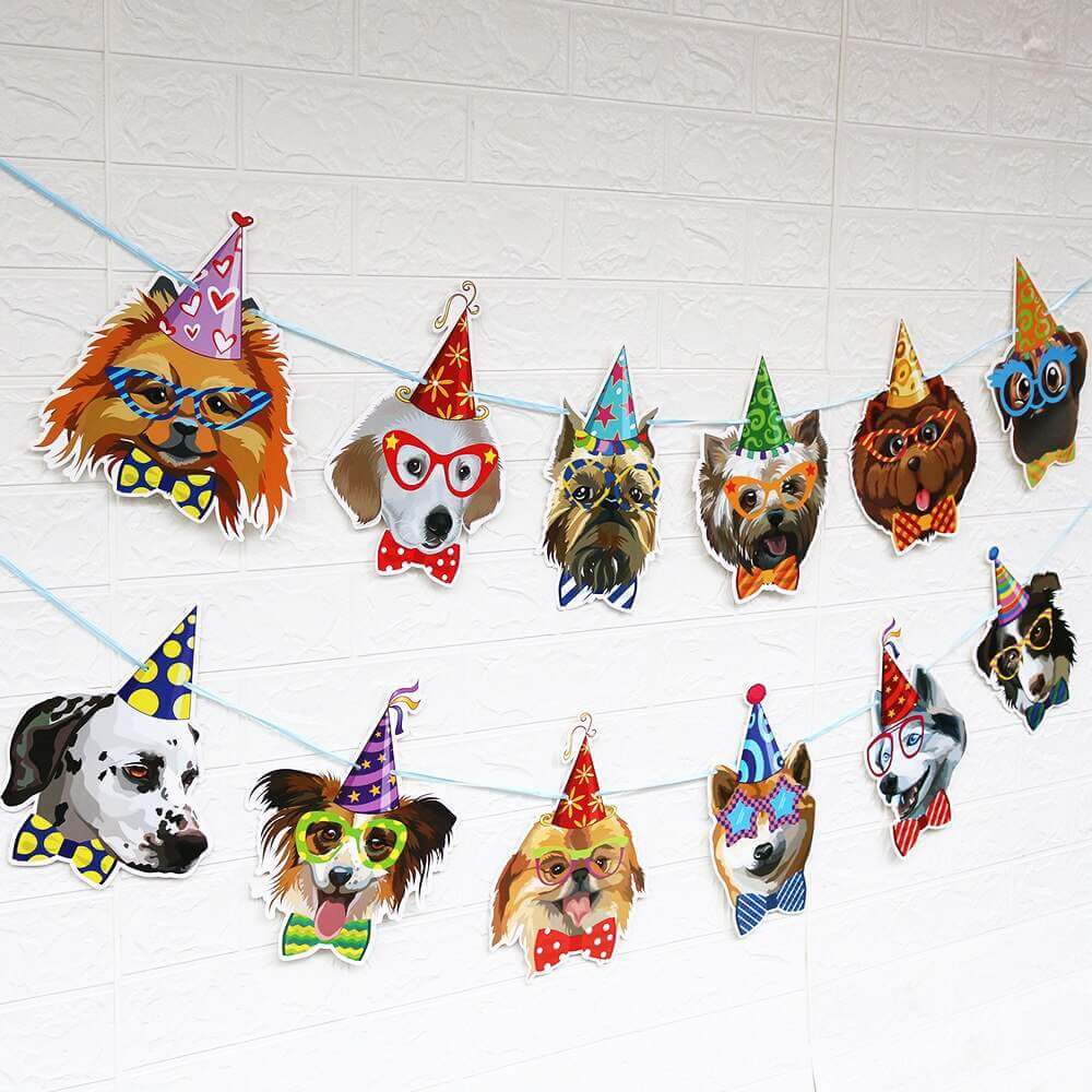 Dog Puppy Pet Birthday Party Hanging Paper Banner