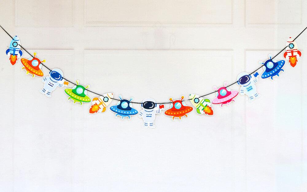 Online Party Supplies 2m Astronaut Outer Space UFO Party Paper Banner