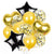 Black & Gold Star Heart Wedding Party Balloon Bouquet - 14 Pieces