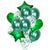 Green Star Heart chrome latex Balloon Bouquet - 14 Pieces
