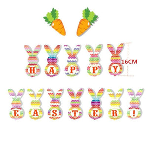 Happy Easter Bunny Rabbit with Carrot Cardstock Paper Banner Bunting