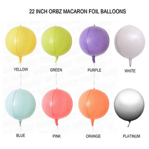22" Online Party Supplies Jumbo ORBZ Sphere 4D Round Macaron Pastel Foil Balloon Colour chart