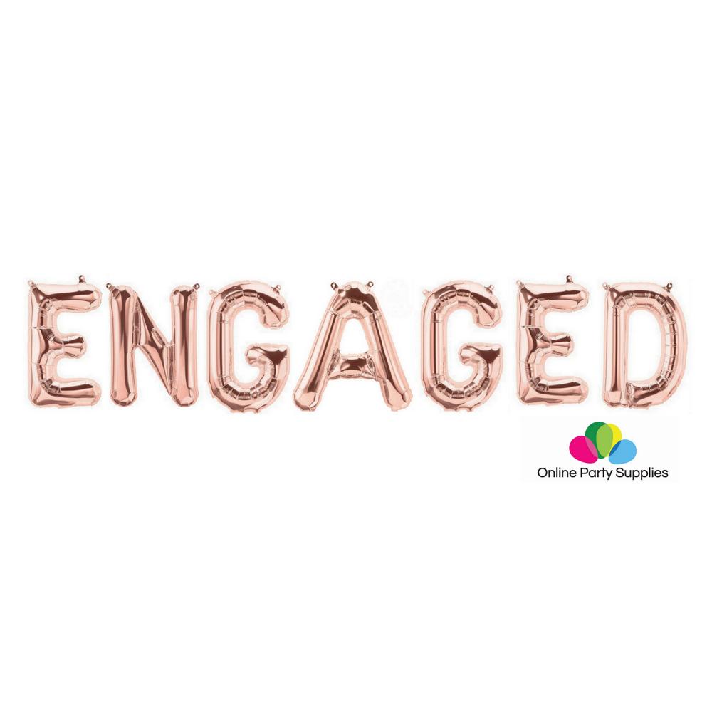 16inch Rose Gold 'ENGAGED' Foil Balloon Banner