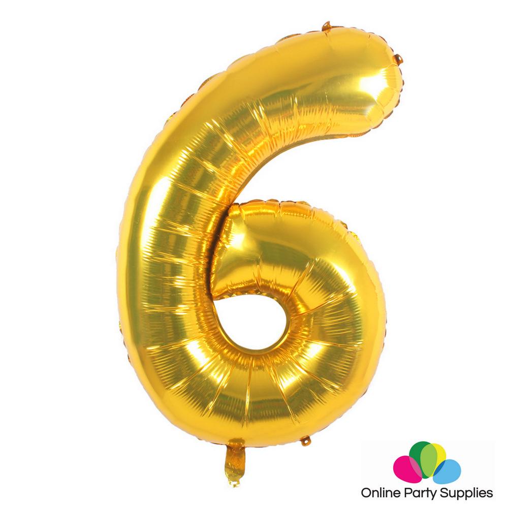 16" Gold Foil Balloon - Number 6 - Online Party Supplies