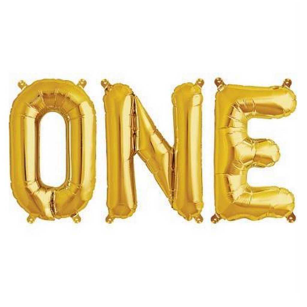16 Inch Gold ONE First Birthday Party Foil Balloon