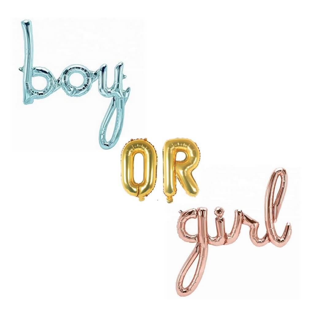 Boy Or Girl Baby Shower Foil Balloon Banner - Gender Reveal Party Decorations