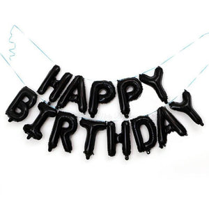 Online Party Supplies Australia 16 Inch Black HAPPY BIRTHDAY Foil Letter Balloon Banner