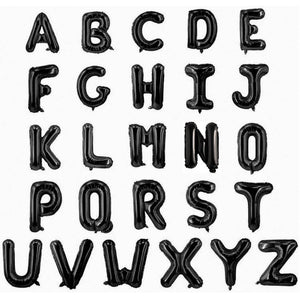 16" Black A-Z Alphabet Letter & 0-9 Number Foil Balloon