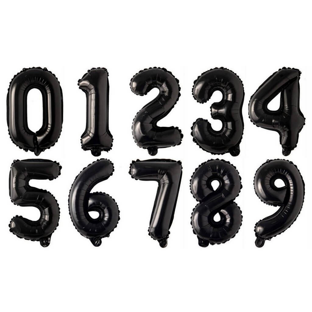 16" Black A-Z Alphabet Letter & 0-9 Number Foil Balloon