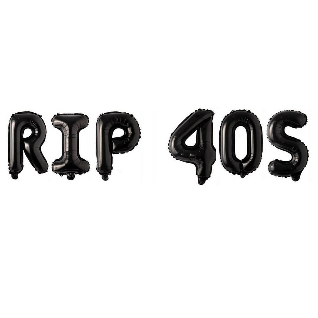 16" Black RIP 40S Happy 50th Birthday Party Foil Balloon Banner