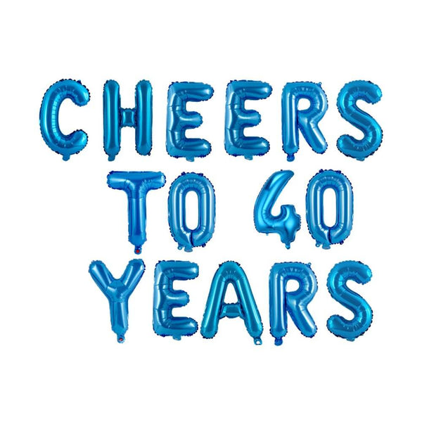 16-inch Blue CHEERS TO 40 YEARS Foil Balloon Banner