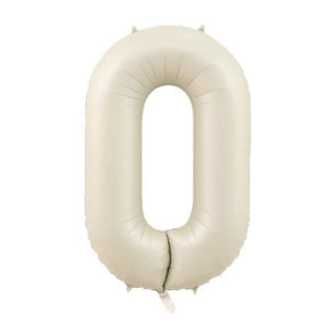 16-inch matte Cream Coloured Number 0 Foil Balloon