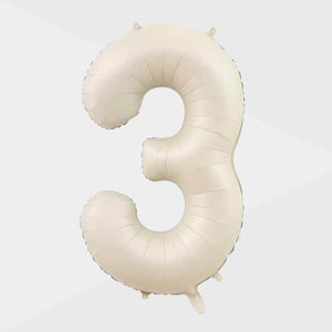 16-inch matte Cream Coloured Number 3 Foil Balloon