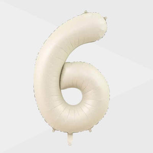 16-inch matte Cream Coloured Number 6 Foil Balloon