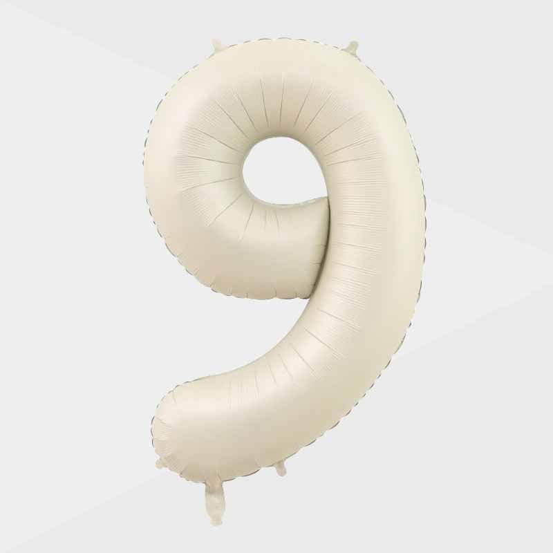 16-inch matte Cream Coloured Number 9 Foil Balloon