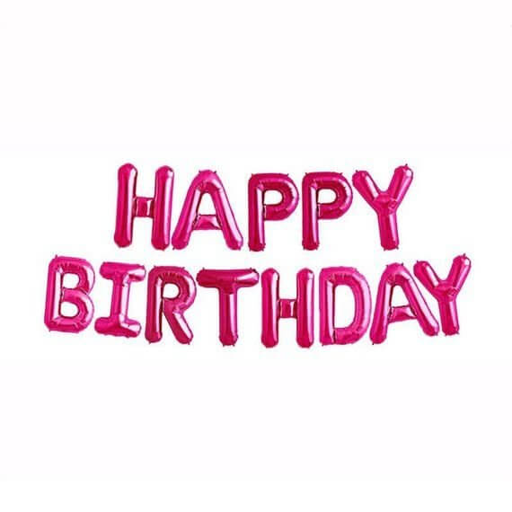 Online Party Supplies Australia 16 Inch Fuchsia Pink HAPPY BIRTHDAY Foil Letter Balloon Banner