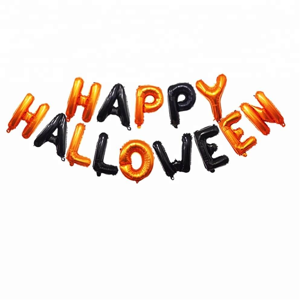 Online Party Supplies Australia 16" Orange Black Happy Halloween Letter Foil Balloon Banner Garland