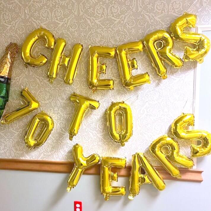 16" Gold CHEERS TO 70 YEARS Foil Balloon Banner