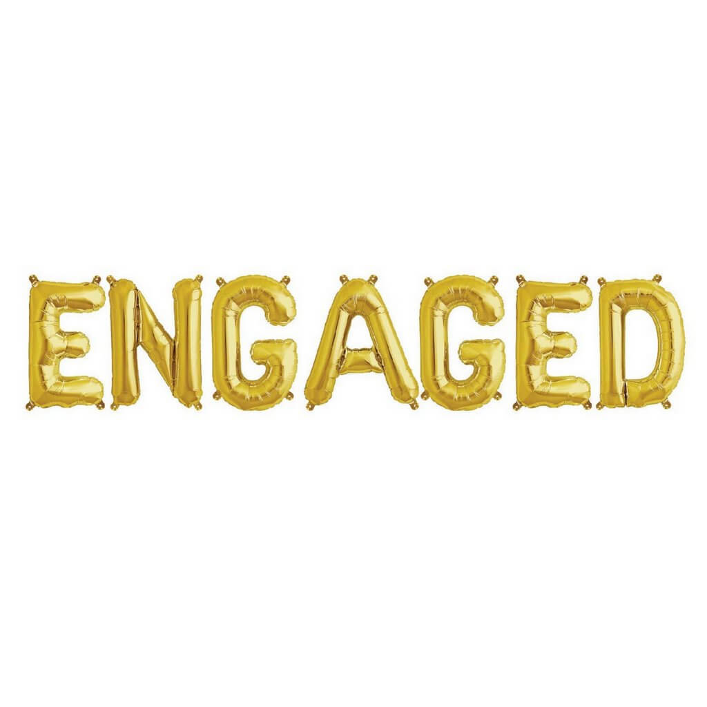 16 Inch/ 40cm Gold 'ENGAGED' Foil Balloon Banner - Engagement/ Bridal Shower Party Decorations
