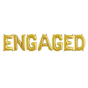 16 Inch/ 40cm Gold 'ENGAGED' Foil Balloon Banner - Engagement/ Bridal Shower Party Decorations