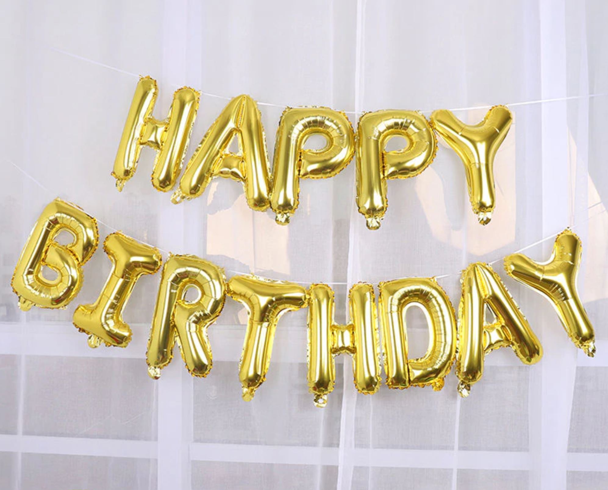 16 Inch Gold HAPPY BIRTHDAY Foil Balloon Banner - Online Party Supplies