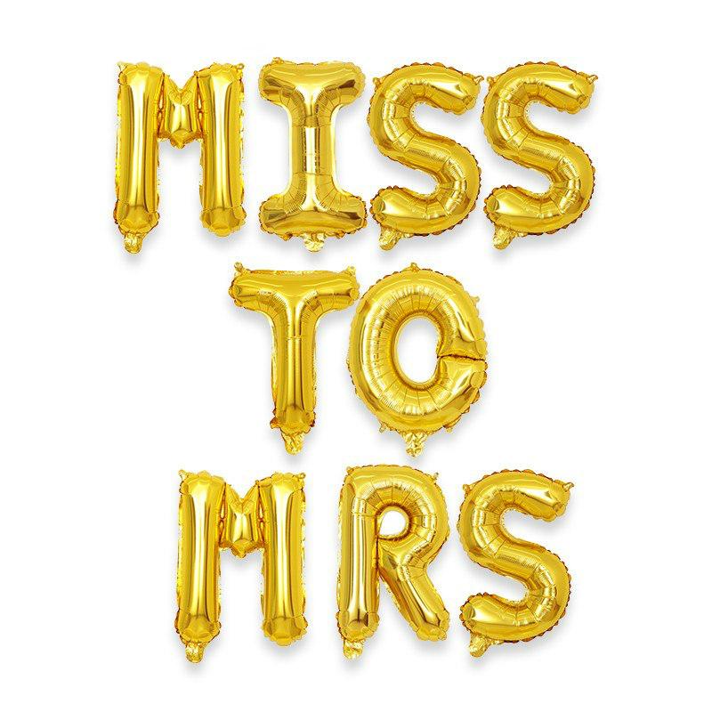 16 Inch Gold MISS TO MRS Foil Balloon Banner - Online Party Supplies