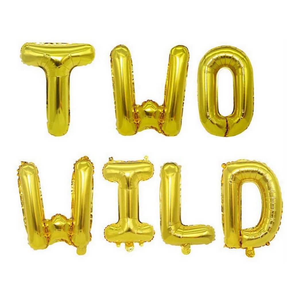 16 Inch Gold TWO WILD Foil Balloon Banner
