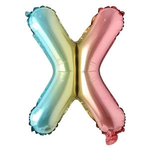 16" Gradient Rainbow Alphabet Letter X Foil Balloon