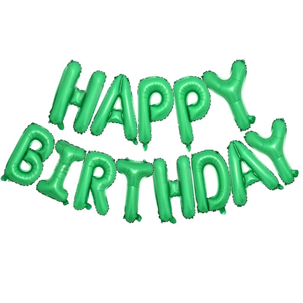 16 Inch Green HAPPY BIRTHDAY Foil Balloon Banner - Birthday Party Backdrop Supplies & Decorations