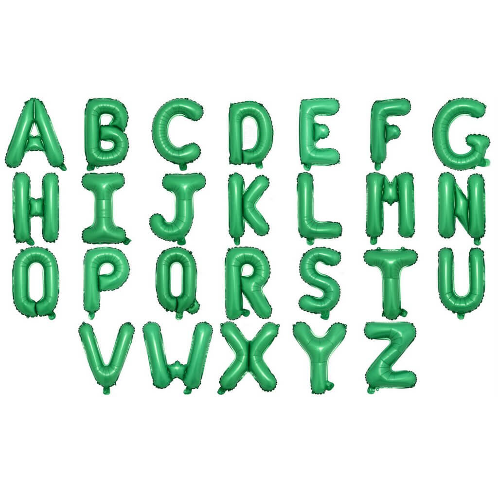16" Green A-Z Alphabet Letter Foil Balloon - Party Decorations