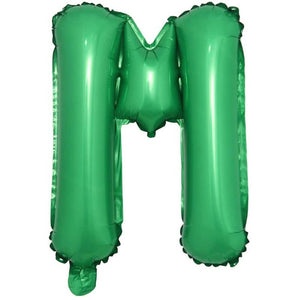 16" Green A-Z Alphabet Letter Foil Balloon - Party Decorations - letter m
