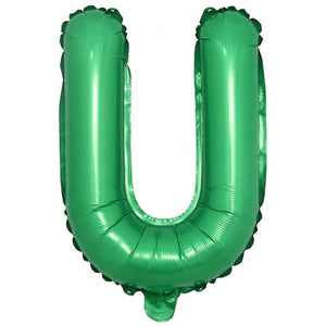 16" Green A-Z Alphabet Letter Foil Balloon - Party Decorations - letter u