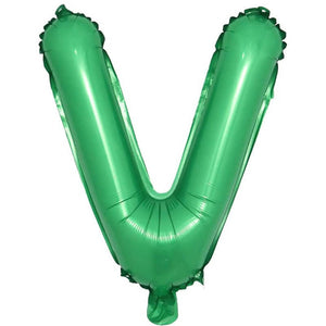16" Green A-Z Alphabet Letter Foil Balloon - Party Decorations - letter v