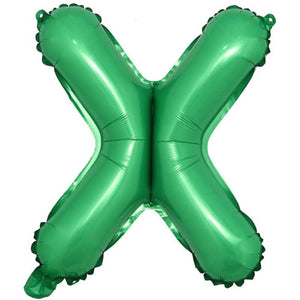 16" Green A-Z Alphabet Letter Foil Balloon - Party Decorations - letter x